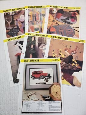 VTG 1992 Annie's Attic Plastic Canvas Pattern Home Decor Lot of 7